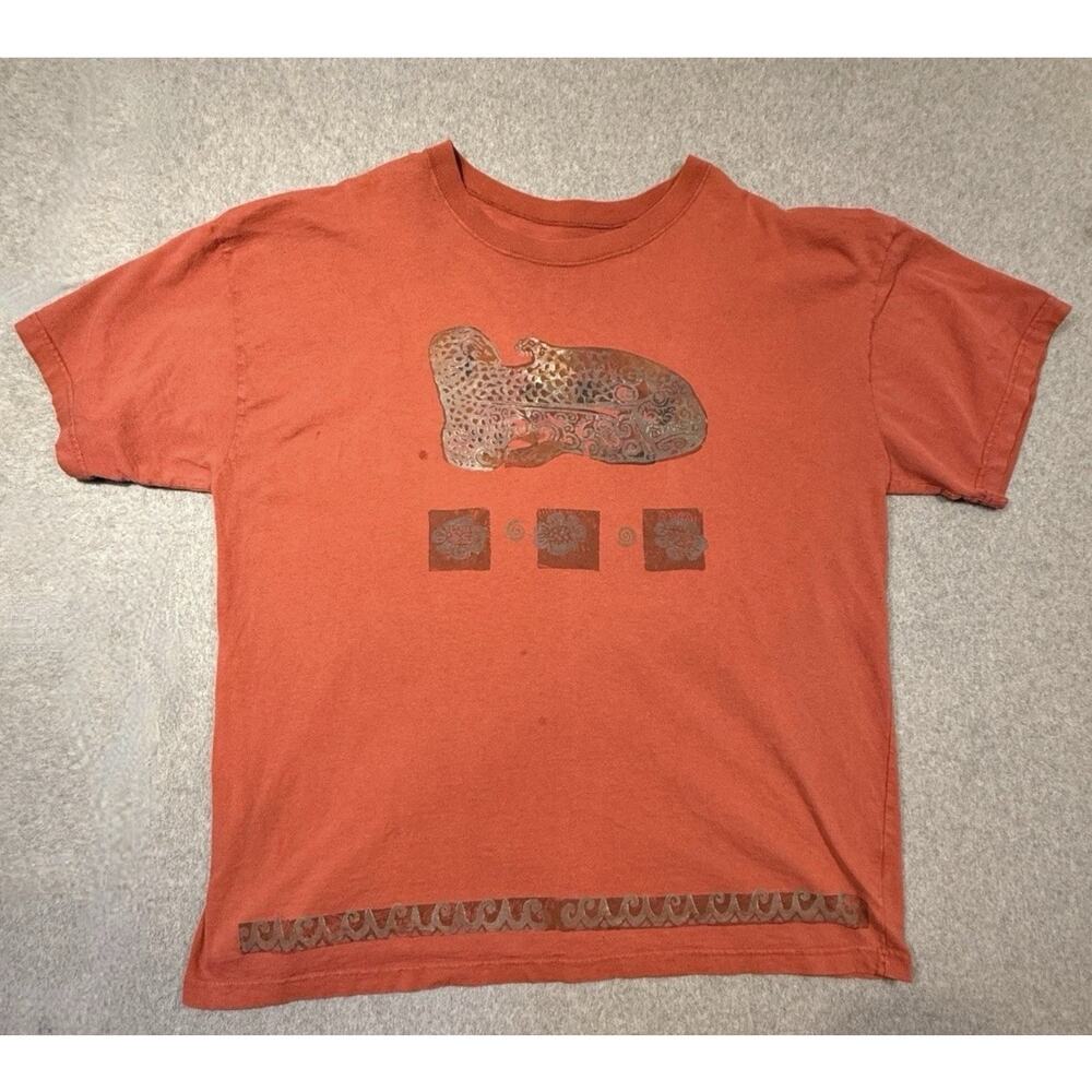Vintage 1993 Blue Fish Hand Painted Art To Wear Top Boho Lagenlook USA
